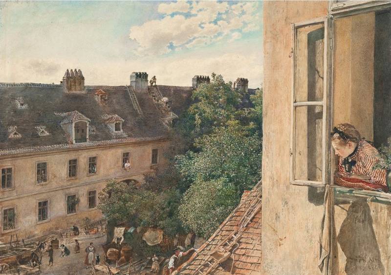 BillerAntik Kunstdruck View of the Alservorstadt Rudolf von Alt Städte Fenster Hof Dächer B A, (1 St) von BillerAntik