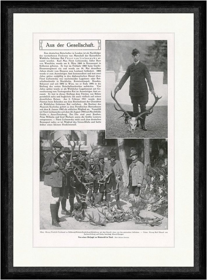 Kunstdruck Von einer Hofjagd zu Hinterriß in Tirol Geweihe Jäger F_Vintage 01056, (1 St) von OTTO