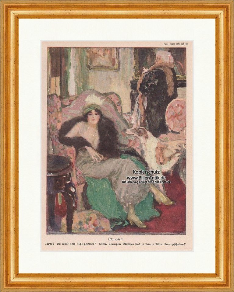 BillerAntik Kunstdruck Vorwürfe Paul Rieth Jugendstil Heirat Sessel Hirth Ostini Jugend 1413, (1 St) von BillerAntik