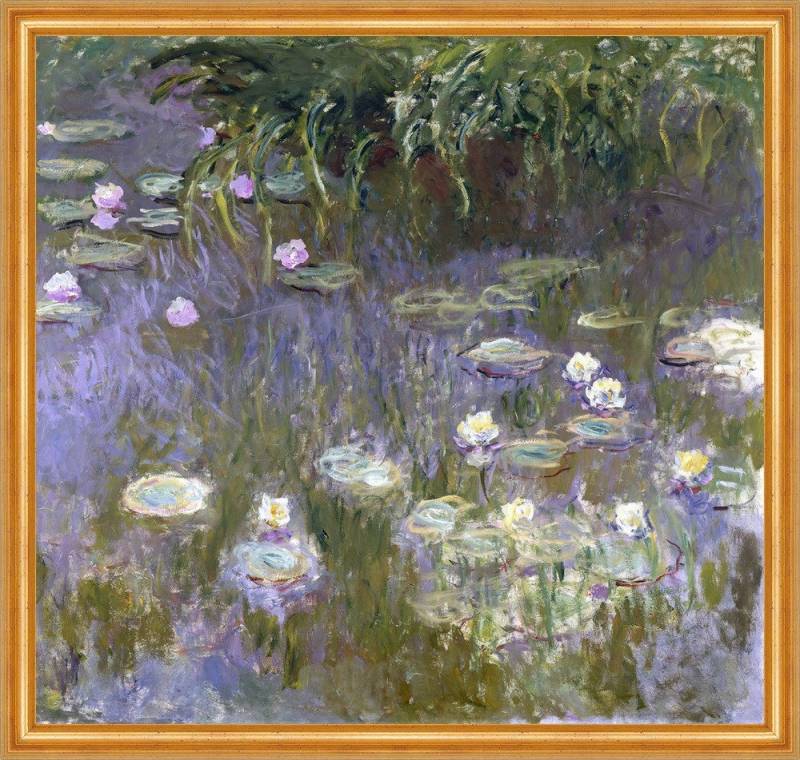 BillerAntik Kunstdruck Water Lilies Claude Monet Wasserlilien Blüten Lila Pflanzen Teich B A2, (1 St) von BillerAntik