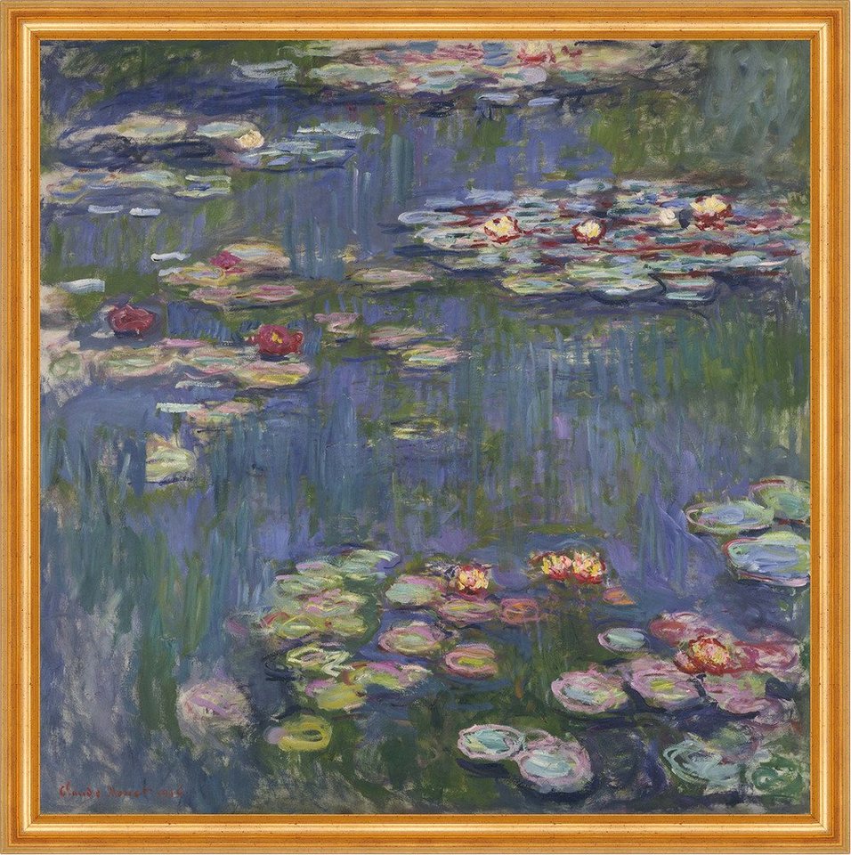 BillerAntik Kunstdruck Water Lilies Claude Monet Wasserlilien Pflanzen Teich Blüten See B A2, (1 St) von BillerAntik