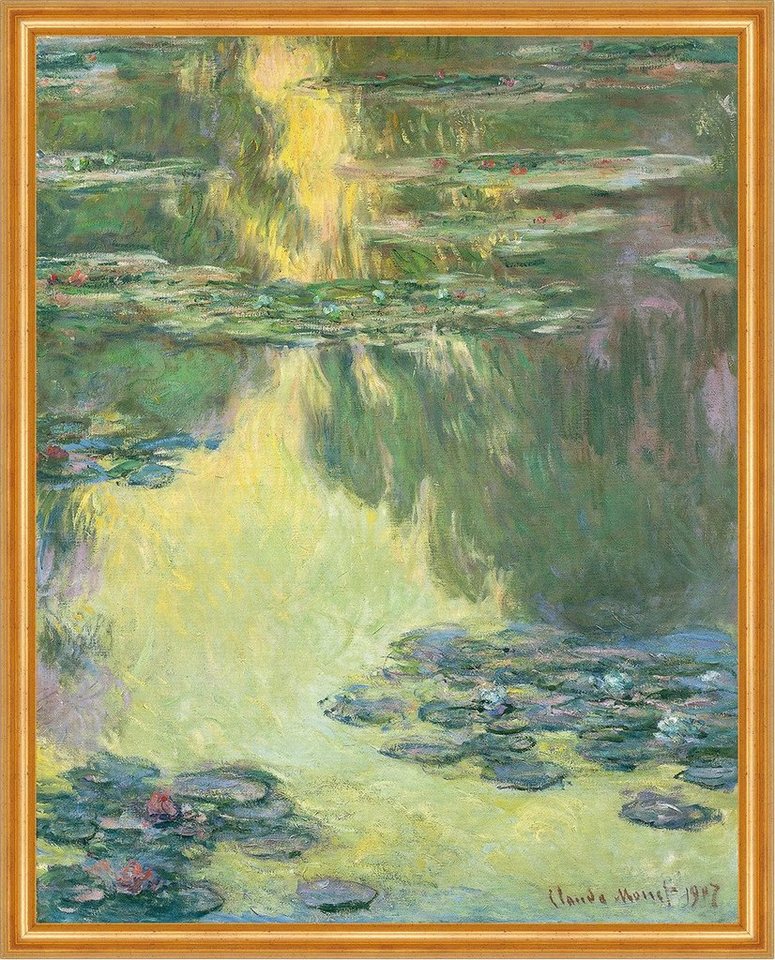 BillerAntik Kunstdruck Waterlilies Claude Monet Wasserlilien Pflanzen Sonne Teich Blüten B A2, (1 St) von BillerAntik