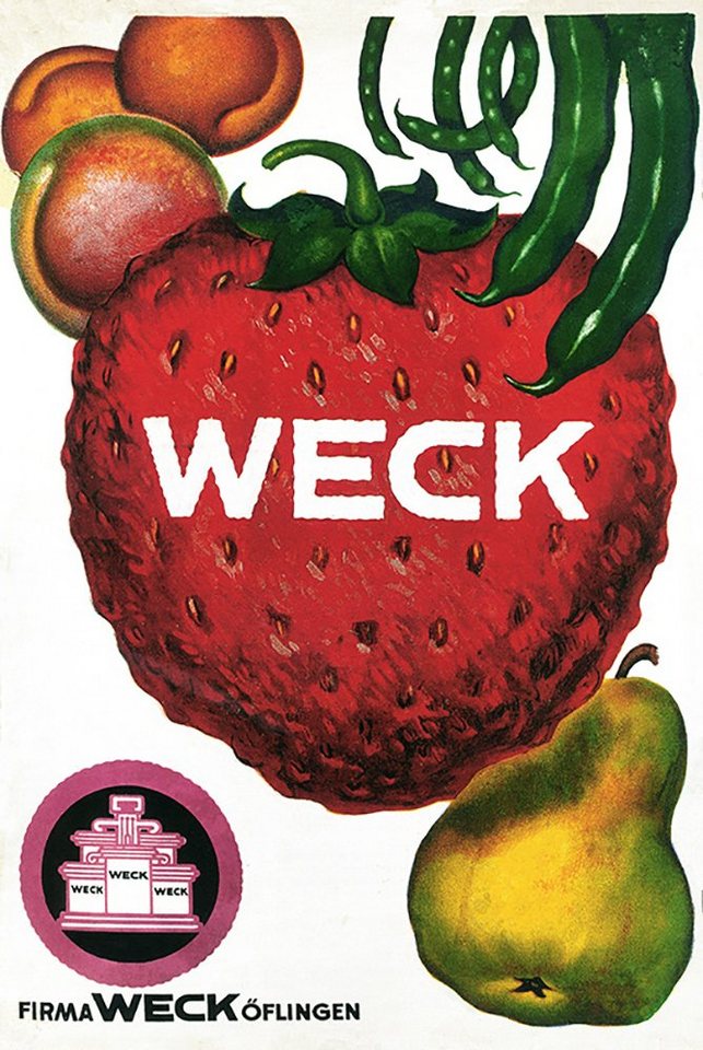 BillerAntik Kunstdruck Weck Wehr Öflingen Eingemachtes Gläser Erdbeere Werbung Reklame A3 31, (1 St) von BillerAntik