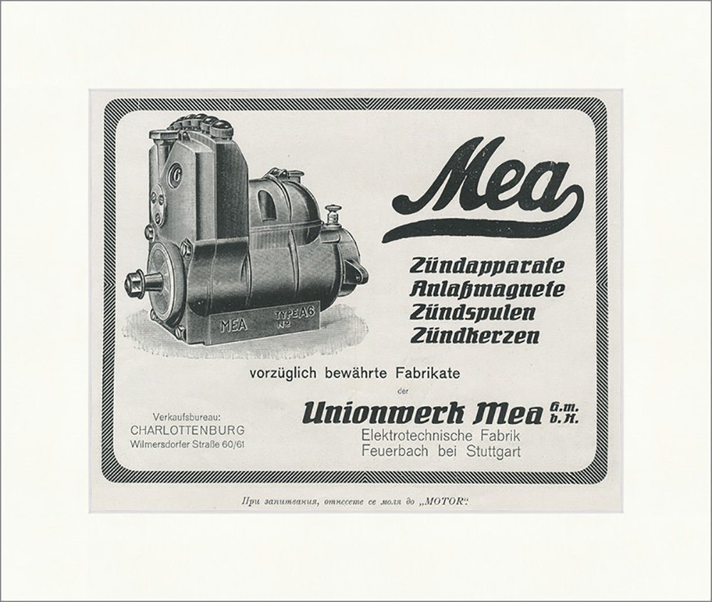 Kunstdruck Werbeanzeige von Unionwerk Mea Stuttgart Magnete Zündkerzen F_Vintage, (1 St) von OTTO