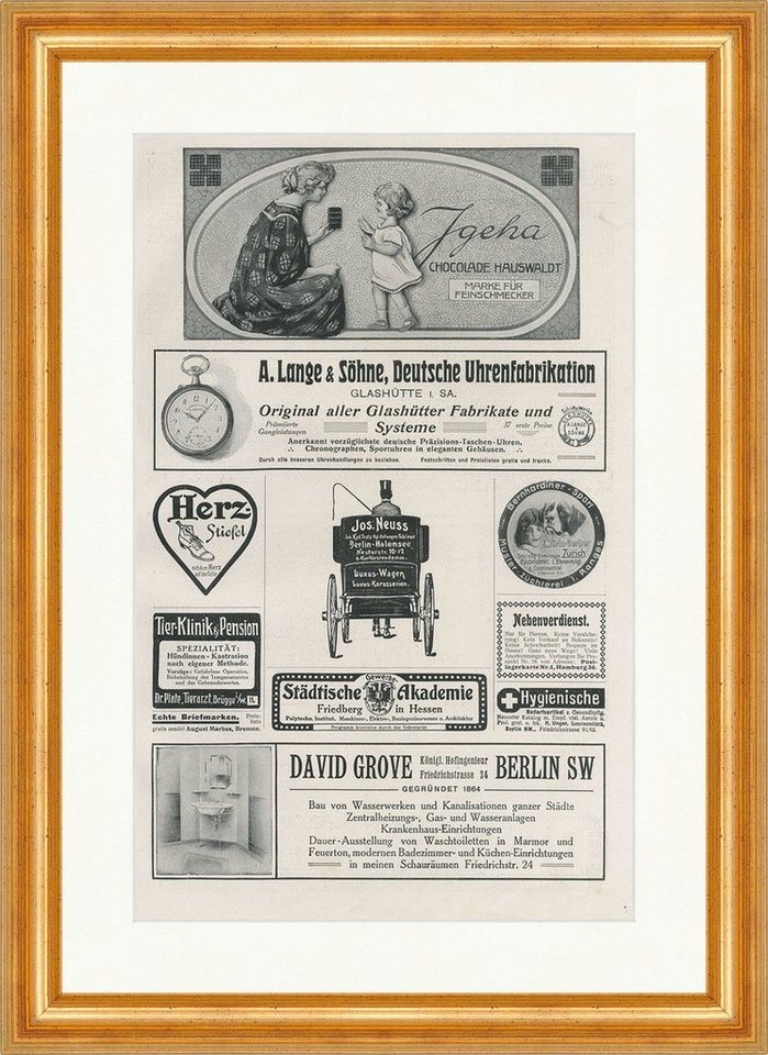 BillerAntik Kunstdruck Werbeseite Lange und Söhne Glashütte Deutsche Uhren Fabrikation SP 306, (1 St) von BillerAntik