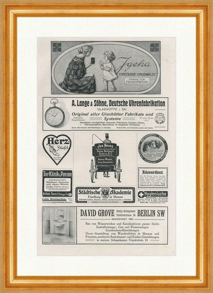 BillerAntik Kunstdruck Werbeseite Lange und Söhne Glashütte Deutsche Uhren Faksimile SP 306 G, (1 St) von BillerAntik