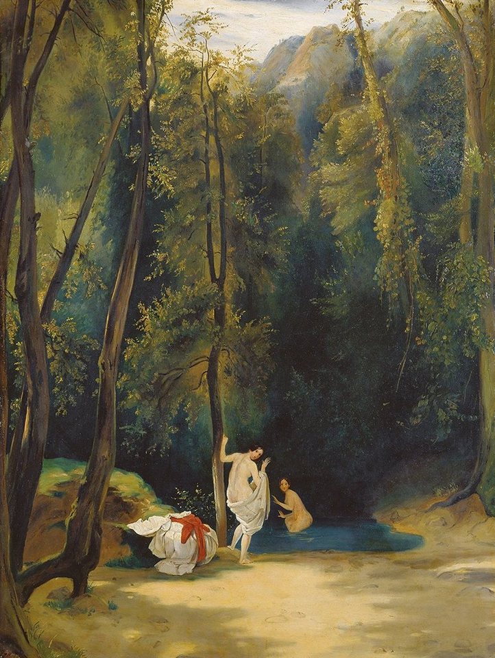 Kunstdruck Woman Bathing in the Park of Terni Carl Blechen Wald Park Frauen Bad B, (1 St) von OTTO