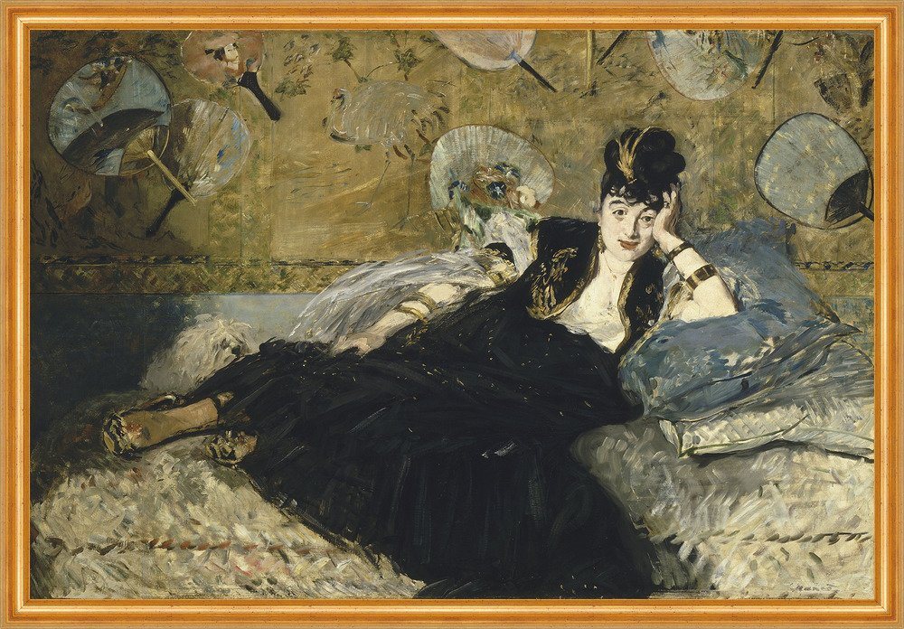 Kunstdruck Woman with Fans Edouard Manet Fächer Frauen Ruhen Kissen Bett B A2 014, (1 St) von OTTO