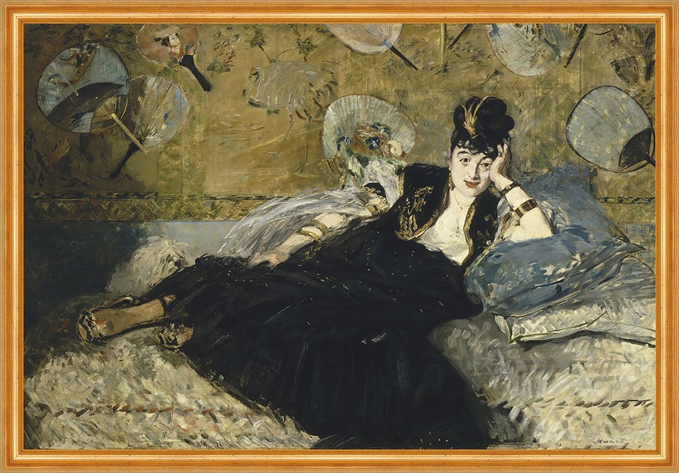 Kunstdruck Woman with Fans Edouard Manet Fächer Frauen Ruhen Kissen Liegen Bett B, (1 St) von OTTO