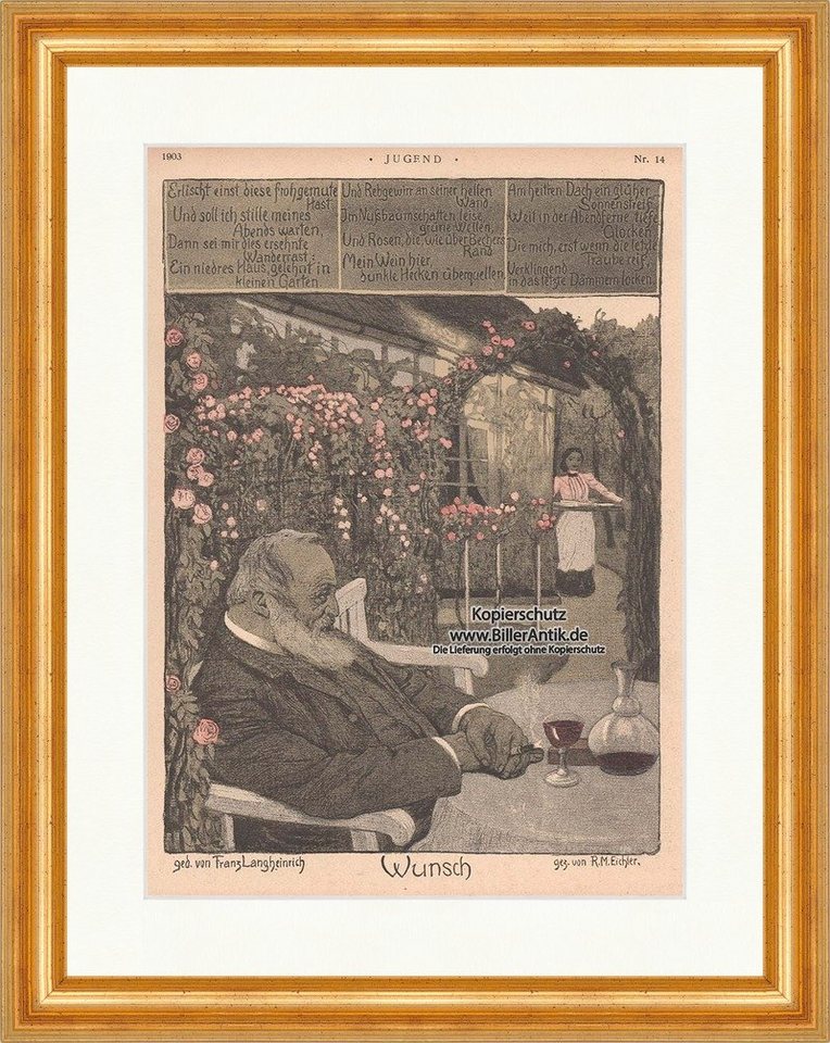 Kunstdruck Wunsch Jugendstil gez. von R. M. Eichler ged. Langheinrich Jugend 1322, (1 St) von OTTO