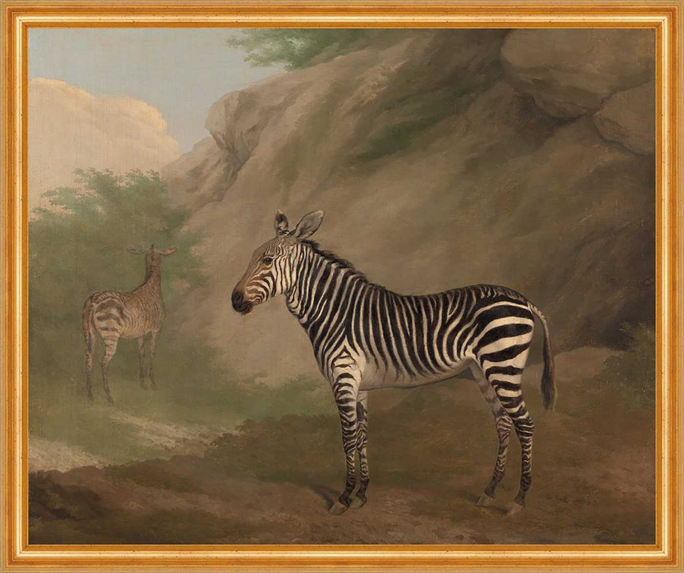 Kunstdruck Zebra Jacques-Laurent Agasse Tiere Streifen Felsen Pferd Bäume Berg B, (1 St) von OTTO