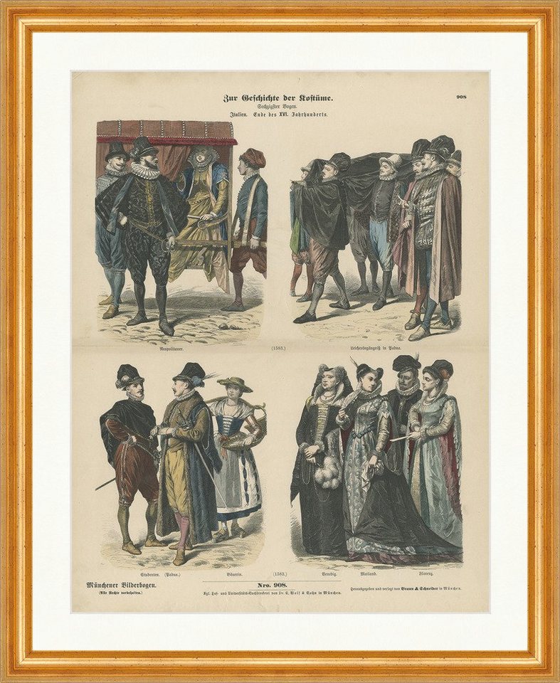 Kunstdruck Zur Geschichte der Kostüme LX 16. Jahrh. Münchener Bilderbogen 908 Ger, (1 St) von OTTO