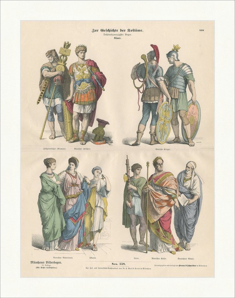 Kunstdruck Zur Geschichte der Kostüme XXVI Römer Kaiser Holzstich Münchener Bilde, (1 St) von OTTO