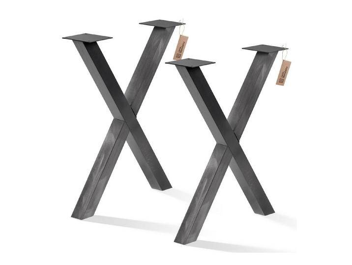 LAMO Manufaktur Tischgestell Mark Massive Tischbeine X-Form (SET, 2er-Set Tischkufen), Industriestahl pulverbeschichtet, weiß, Rohstahl mit Klarlack von OTTO