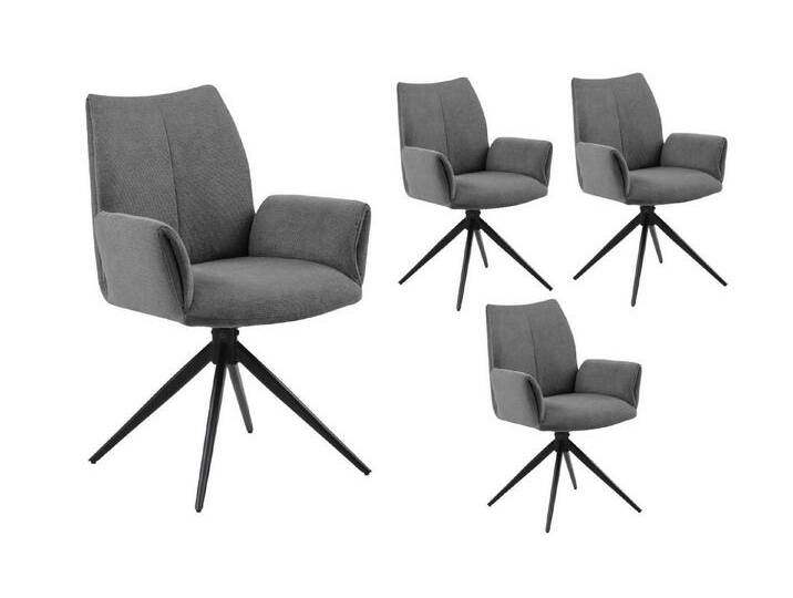 LC Home Esszimmerstuhl Drehstuhl Esszimmerstuhl Monti Webstoff anthrazit Polsterstuhl (4er Set), schwarz, 4er Set von OTTO