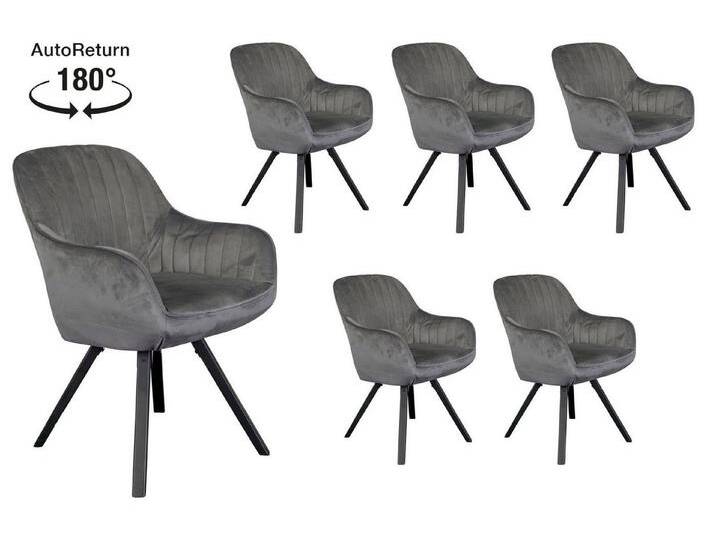 LC Home Esszimmerstuhl »Trevina« Drehstuhl Samt Stuhl 180° AutoReturn Küchenstuhl, grau, 6er Set, Dunkelgrau von OTTO