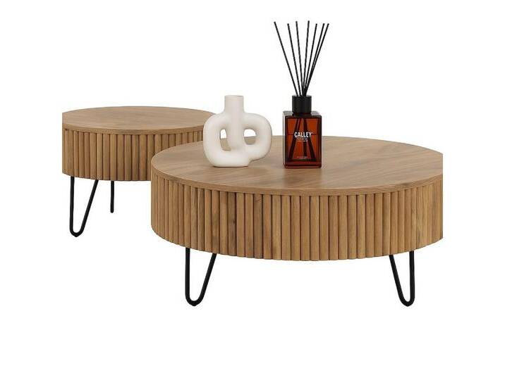 LEVEN Lifestyle Couchtisch 2er Set Couchtische rund aus Holz – modernes Design in Naturoptik (2´er Set), Abmessungen: Ø 80 cm und Ø 50 cm von OTTO