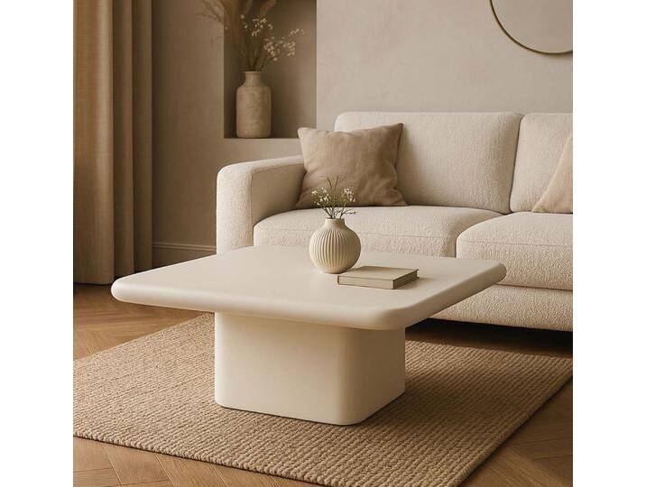 LEVEN Lifestyle Couchtisch Design Beistelltisch „Shiro“ Japandi-Stil Platte weiss lackiert (2 verschiedene Größen zur Auswahl) von OTTO