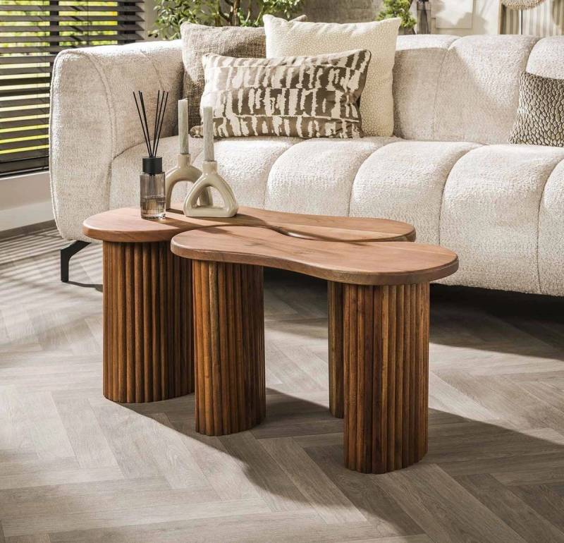 LEVEN Lifestyle Couchtisch OSLO 2´er Set organische Form massiv (2ér Set) von LEVEN Lifestyle