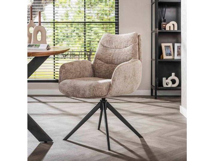 LEVEN Lifestyle Esszimmerstuhl 2er Set LUXUS Lounge Stuhl m. Armlehnen gepolstert drehbar Drehstuhl, Rücken- und Sitzfläche gepolstert, beige, sand von OTTO
