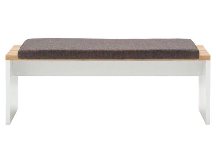 LIV'IN Sitzbank MATERA, B 130 x T 40 cm, Weiß supermatt, Eiche Altholz Dekor, mit Klemmkissen aus Webstoff, braun von OTTO