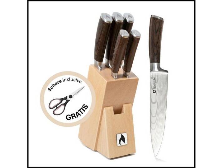 LIVINA HOME Messer-Set Profi Chefmesser Set – Scharfe 20 cm Klinge aus hochwertigem Edelstahl (6-tlg), Schneidemesser, Küchenmesser, Kochmesser von OTTO
