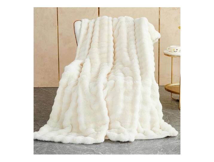 LMaxhome Wohndecke Kuscheldecke Kaninchen Warme Weiche Doppelseitig Decke Couch Bett Sofa, (1St)750G/M² Cozy Kunstfell Überwurfdecke Schlafzimmer Büro Wohnzimmer von OTTO