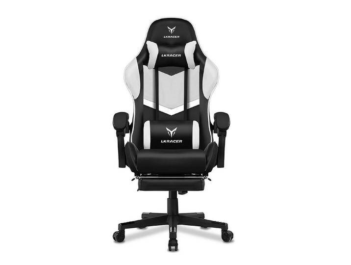 LUCKRACER Gaming-Stuhl Gaming Chair Bürostuhl Ergonomisch mit Lendenkissen Kopfkissen, Höhenverstellbarer Gamer Stuhl 150kg Belastbar, weiß, weiß von OTTO