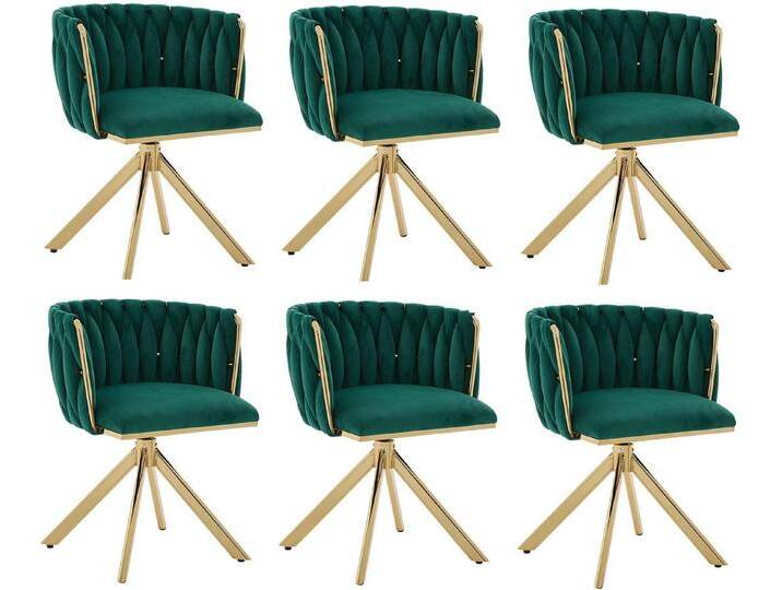 LVHOM Armlehnstuhl Set, 180° drehbar mit runden Rückenlehne, Wohnzimmerstuhl aus Samt (2er-Set, erogonomer Ringrücken, höhenverstellbare Anti-Rutsch-Gleiter, Adaptiver Rutschschutz, Max. Belastbarkeit (150 kg), Atmungsaktiver Velours, Orthopädischer Halt, 6 St), für Homeoffice/Büro/Lounge/Gaming 4 Trendfarben, 3 Rahmenfarbe, grün von OTTO