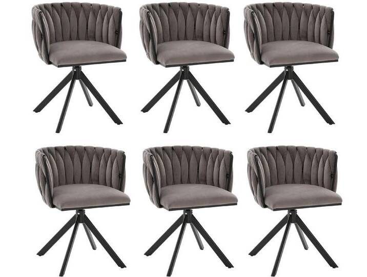 LVHOM Armlehnstuhl Set, 180° drehbar mit runden Rückenlehne, Wohnzimmerstuhl aus Samt (2er-Set, erogonomer Ringrücken, höhenverstellbare Anti-Rutsch-Gleiter, Adaptiver Rutschschutz, Max. Belastbarkeit (150 kg), Atmungsaktiver Velours, Orthopädischer Halt, 6 St), für Homeoffice/Büro/Lounge/Gaming 4 Trendfarben, 3 Rahmenfarbe, grau von OTTO