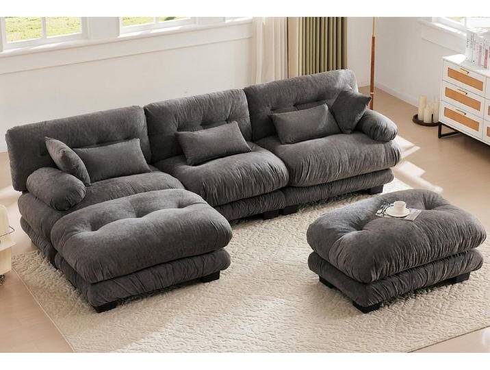 LVHOM Loungesofa Extra Komfort Cloud Sofa: 5-Sitzer mit XXL Platz & Memory Foam, Inklusive 5 Kissen, Modulare Sitzelemente, flexibel als Ecksofa oder Einzelplatz, üppiger Samtstoff-Bezug, 100% Memory Foam, großzügiger Sitzfläche, Samtig weich, pflegeleicht, Samtig weich, pflegeleicht von OTTO