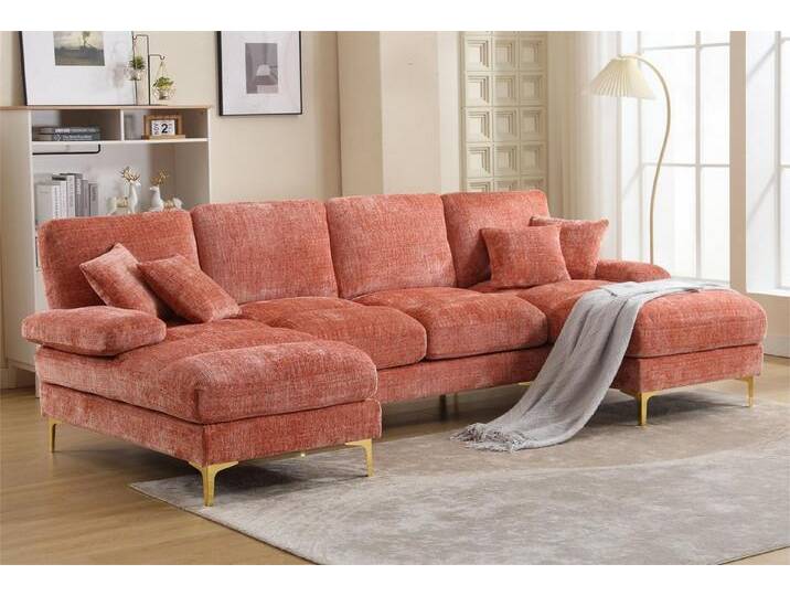 LVHOM Loungesofa mit Ottomane, 272x136x88 cm (LxBxH), frei Kombination, 4-6 Personen, (2xLiegestuhl, 1xZweisitzer-Sofa, 14 Kissen inkl. 4 Polster als Geschenk) 6-Sitzer Chenille U-Shape Sektionssofa/Modulares Sofaset/Schlafsofa/Ecksofa/Relaxliege, für Wohnzimmer,Schlafzimmer,Spielzimmer,Büro,Balkon,Hotel,Lounge,Bar von OTTO