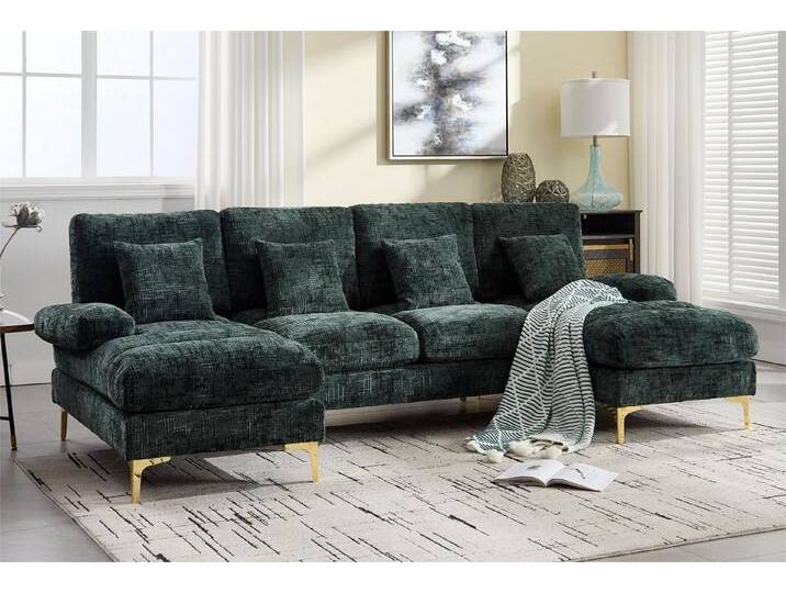 LVHOM Loungesofa mit Ottomane, 272x136x88 cm (LxBxH), frei Kombination, 4-6 Personen, (2xLiegestuhl, 1xZweisitzer-Sofa, 14 Kissen inkl. 4 Polster als Geschenk) 6-Sitzer Chenille U-Shape Sektionssofa/Modulares Sofaset/Schlafsofa/Ecksofa/Relaxliege, für Wohnzimmer,Schlafzimmer,Spielzimmer,Büro,Balkon,Hotel,Lounge,Bar von OTTO