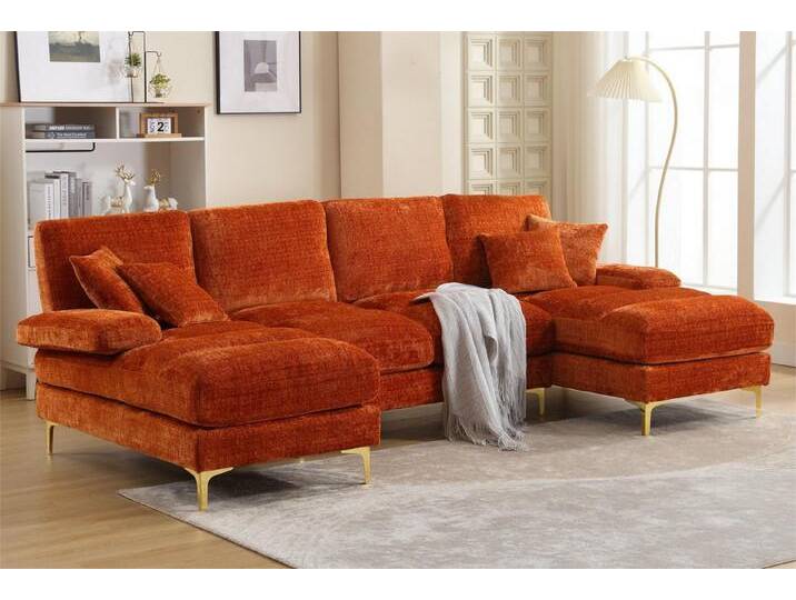 LVHOM Loungesofa 272x136x88 cm (LxBxH), frei Kombination, 4-6 Personen, (2xLiegestuhl, 1xZweisitzer-Sofa, 14 Kissen inkl. 4 Polster als Geschenk) 6-Sitzer Chenille U-Shape Sektionssofa/Modulares Sofaset/Schlafsofa/Ecksofa/Relaxliege, für Wohnzimmer,Schlafzimmer,Spielzimmer,Büro,Balkon,Hotel,Lounge,Bar von OTTO