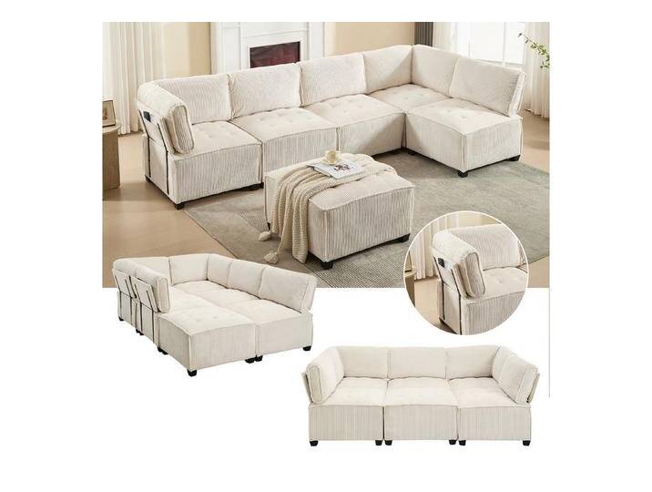 LVHOM Loungesofa Modulares 6er-Sofa in Cord, Großformat U/L-Form + Schlaffunktion, 6 einzelne Module kombinierbar als U-/L-Form, Zweisitzer, Dreisitzer oder 164×230cm Schlafsofa. Stabiler Hybridrahmen (Holz/Metall, 400kg Last) mit bodenschonenden Kunststofffüßen, Ergonomische Rücken-/Armlehnen, Atmungsaktiver Cordbezug LVHOM Loungesofa Modulares 6er-Sofa in Cord, Großformat U/L-Form + Schlaffunktion, 6 einzelne Module kombinierbar als U-/L-Form, Zweisitzer, Dreisitzer oder 164×230cm Schlafsofa. Stabiler Hybridrahmen (Holz/Metall, 400kg Last) mit bodenschonenden Kunststofffüßen, Ergonomische Rücken-/Armlehnen, Atmungsaktiver Cordbezug von OTTO