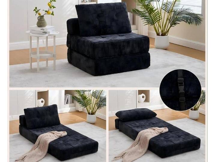 LVHOM Schlafsofa Einzel-Klappsofa mit Kissen & Rückenlehne, tragbar, Schlaffunktion, Einzelnes faltbares Sofa mit festen Kissen-Bändern & 18cm dickem Gästebett in einem, Fester Kissenhalt, hochdichter Schaumkomfort, strapazierfähiges Chenille. Spart Platz, in kleinen Räumen, Apartments für Gästeübernachtungen von OTTO