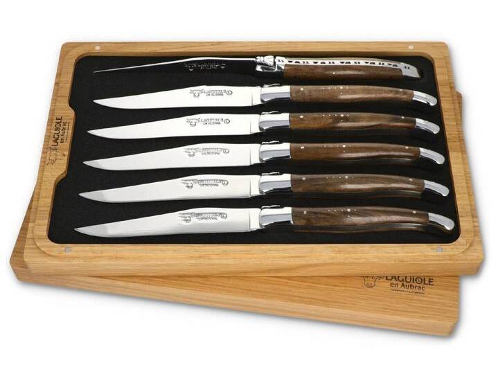 Laguiole en Aubrac Steakmesser 62C99NOIH BRI 6er Set - Griff Nussbaum - Backen glänzend - Klinge glänzend - Holzbox Laguiole en Aubrac Steakmesser 62C99NOIH BRI 6er Set - Griff Nussbaum - Backen glänzend - Klinge glänzend - Holzbox von OTTO