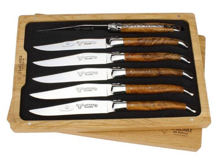 Laguiole en Aubrac Steakmesser 62C99TKIH BRI 6er Set - Griff Teakholz - Backen glänzend - Klinge glänzend - Holzbox Laguiole en Aubrac Steakmesser 62C99TKIH BRI 6er Set - Griff Teakholz - Backen glänzend - Klinge glänzend - Holzbox von OTTO