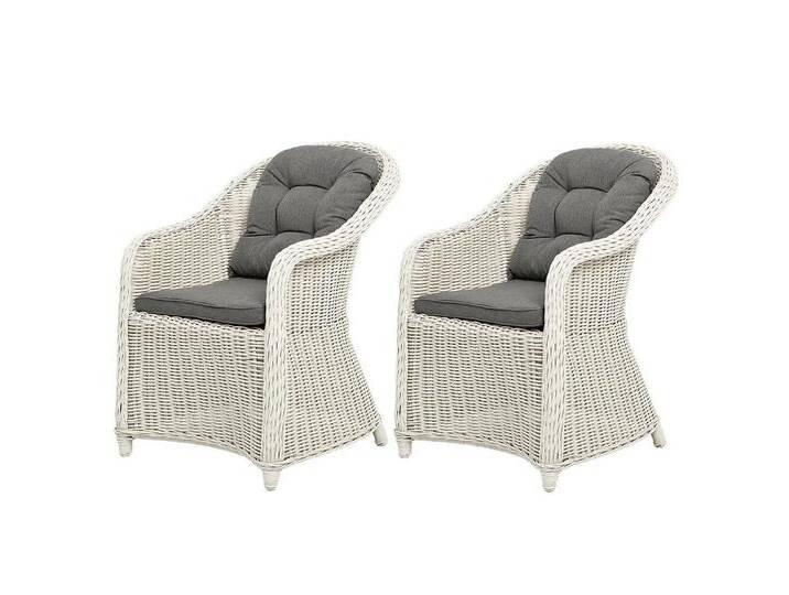 LebensWohnArt Gartenstuhl 2er Set Sessel BELLA rundes Polyrattan Eierschalenweiß Gartenstuhl von OTTO