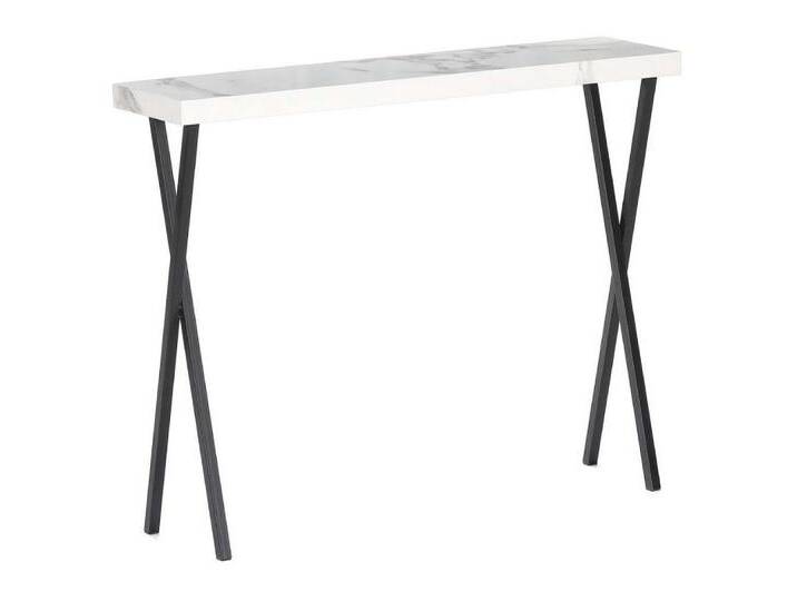 LebensWohnArt Konsolentisch Moderner Konsolentisch TURIN 100cm weiss Marmor-Optik Metallgestell von OTTO