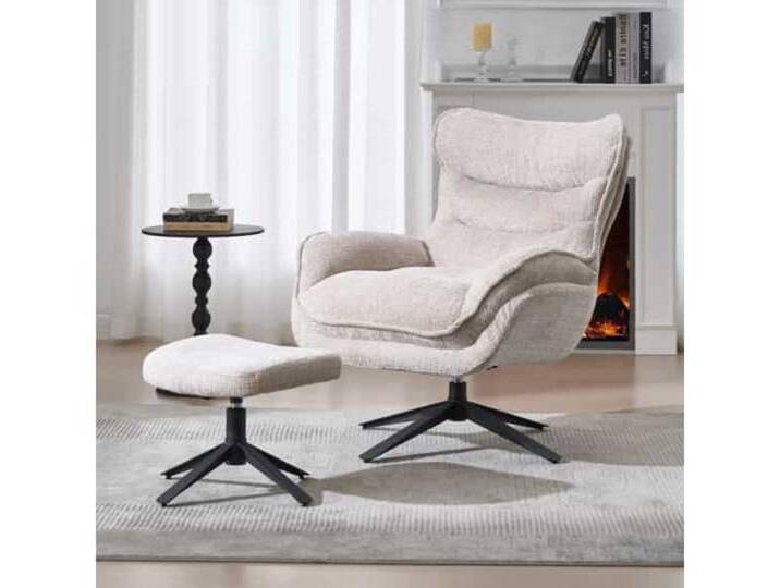LebensWohnArt Sessel Drehbarer Loungesessel HEAVEN champagner-beige Strukturstoff von OTTO