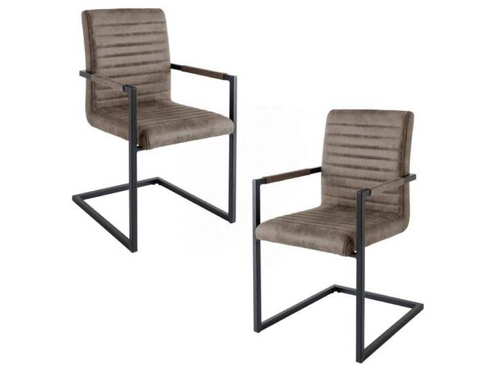 LebensWohnArt Stuhl 2er Set Freischwinger MENGA taupe-grau Industrial-Look LebensWohnArt Stuhl 2er Set Freischwinger MENGA taupe-grau Industrial-Look von OTTO