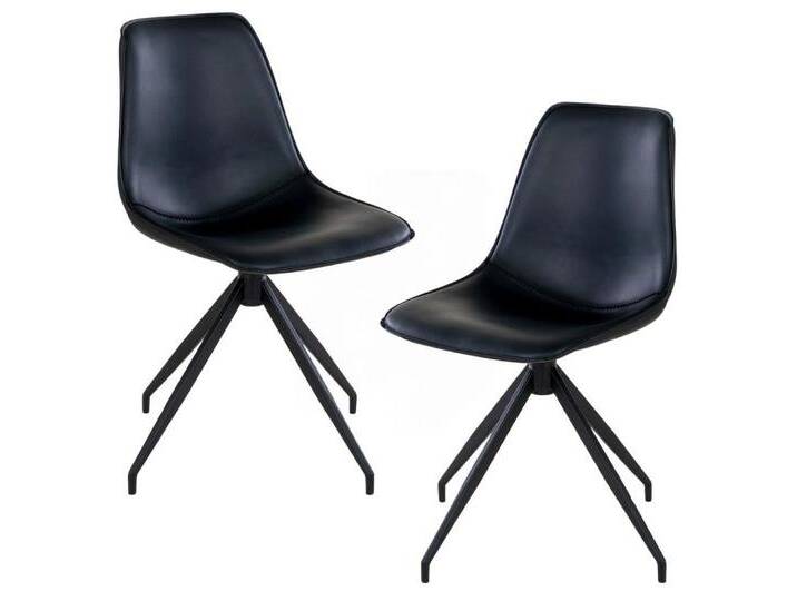LebensWohnArt Stuhl 2er Set Retro-Drehstuhl CANNES schwarz Schalensitz von OTTO