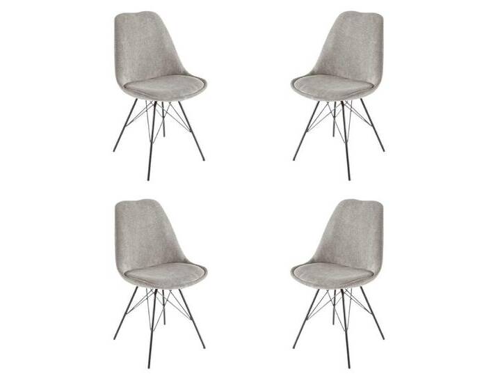 LebensWohnArt Stuhl 4er Set Design-Klassiker Stuhl NORWAY grau Cord Metallgestell von OTTO