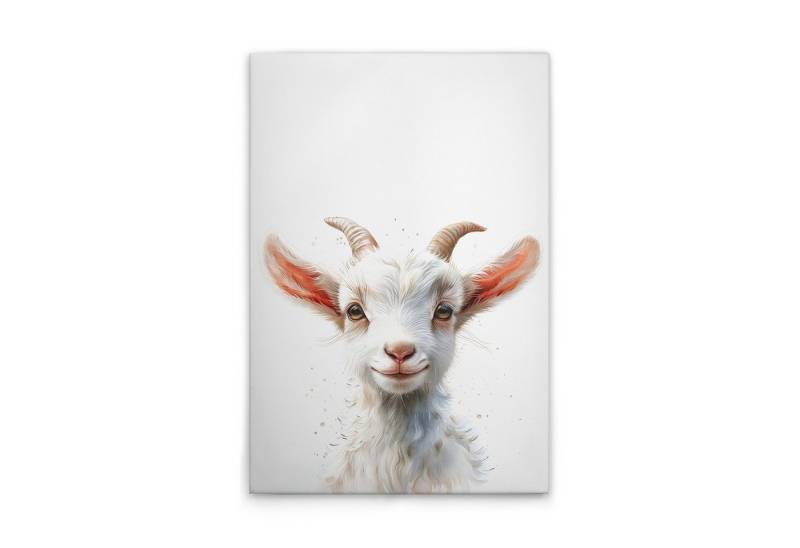 Tadessi Leinwandbild Leinwandbild Baby Ziege Kinderzimmer M1-No.51872, Keilrahmen in Weiß, Tiere von Tadessi