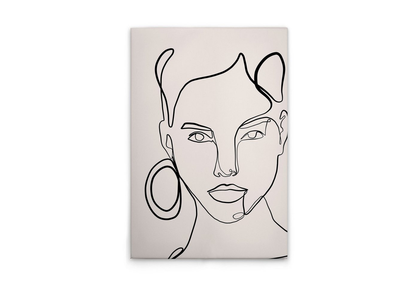Tadessi Leinwandbild Leinwandbild Gesicht Oneliner M1-No.51356, Keilrahmen in Creme Schwar, Gemälde Tadessi Leinwandbild Leinwandbild Gesicht Oneliner M1-No.51356, Keilrahmen in Creme Schwar, Gemälde von Tadessi