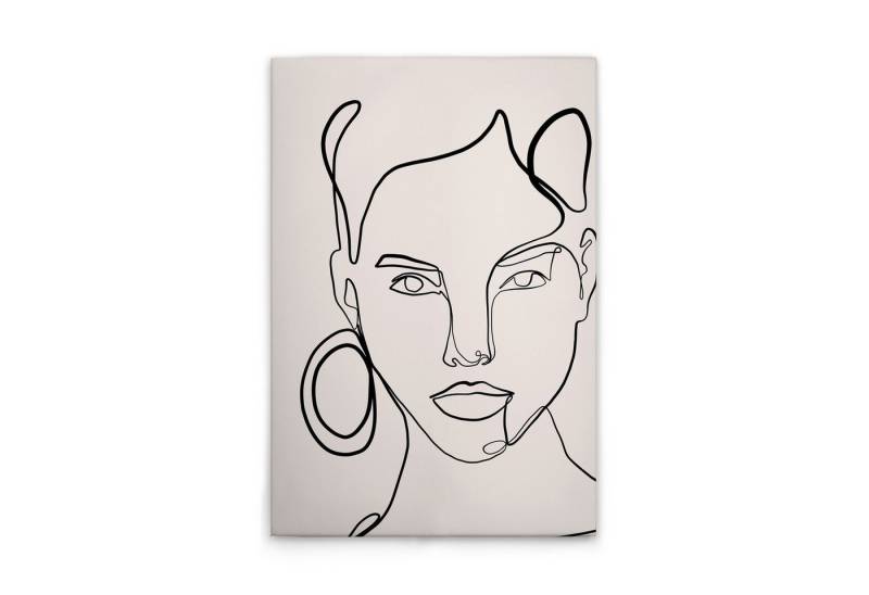 Tadessi Leinwandbild Leinwandbild Gesicht Oneliner M1-No.51356, Keilrahmen in Creme Schwar, Gemälde Tadessi Leinwandbild Leinwandbild Gesicht Oneliner M1-No.51356, Keilrahmen in Creme Schwar, Gemälde von Tadessi