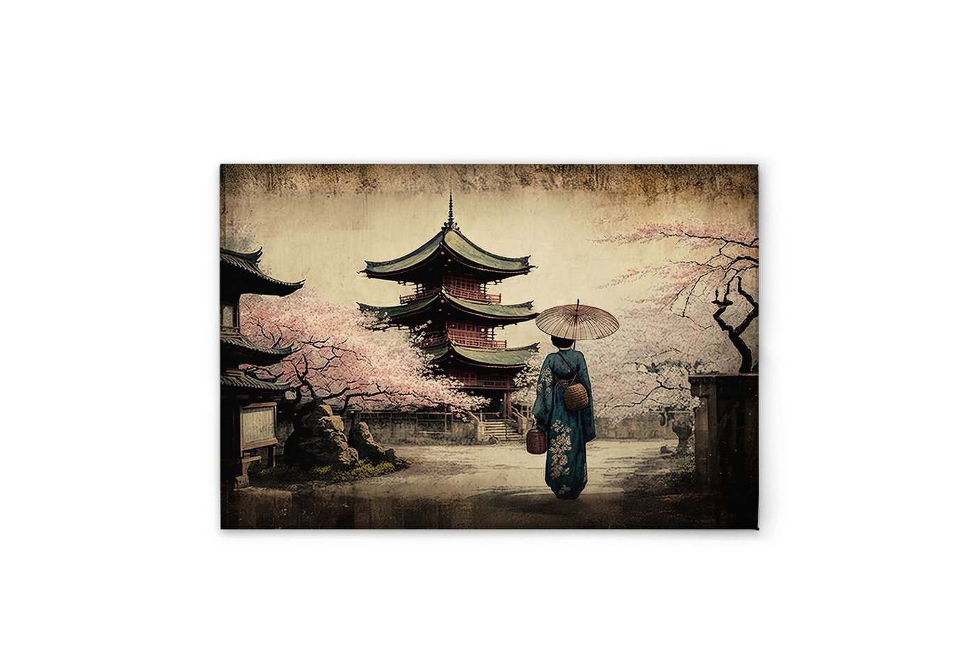 Tadessi Leinwandbild Leinwandbild Pogoda Asia Vintage M1-No.52054, Keilrahmen in Beige, Gemälde Tadessi Leinwandbild Leinwandbild Pogoda Asia Vintage M1-No.52054, Keilrahmen in Beige, Gemälde von Tadessi