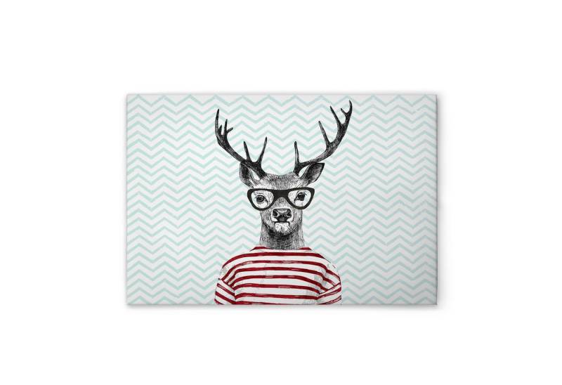 Tadessi Leinwandbild Leinwandbild Retro Hirsch Bunt M1-No.51036, Keilrahmen in Blau Weiß-P, Tiere von Tadessi