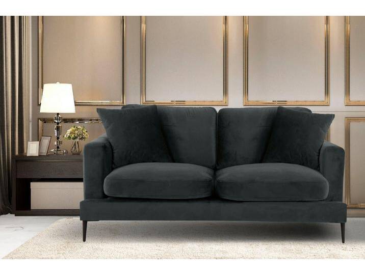 Home affaire 2-Sitzer Cozy elegantes Designsofa, Maße B/T/H: 151/97/80 cm, mit losen Kissen und Metallbeinen, grau, anthrazit von Home-affaire